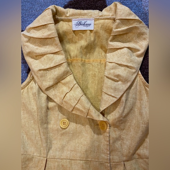 Vintage Bohme Collection Pleated Shawl Collar Flax Blend Dress - Picture 5 of 7